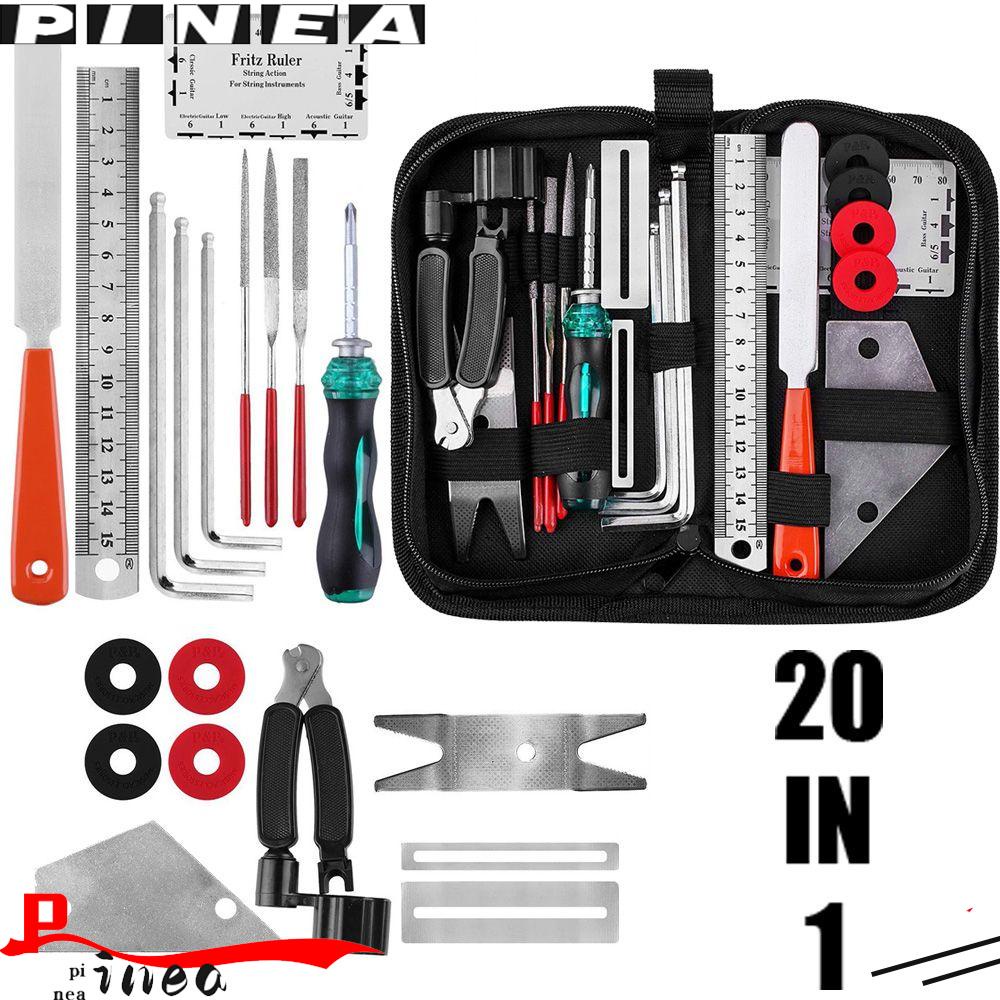 Nanas 20PCS Kit Alat Gitar Kunci Pas Tuning Akustik Leveling Action Ruler Repairing Set