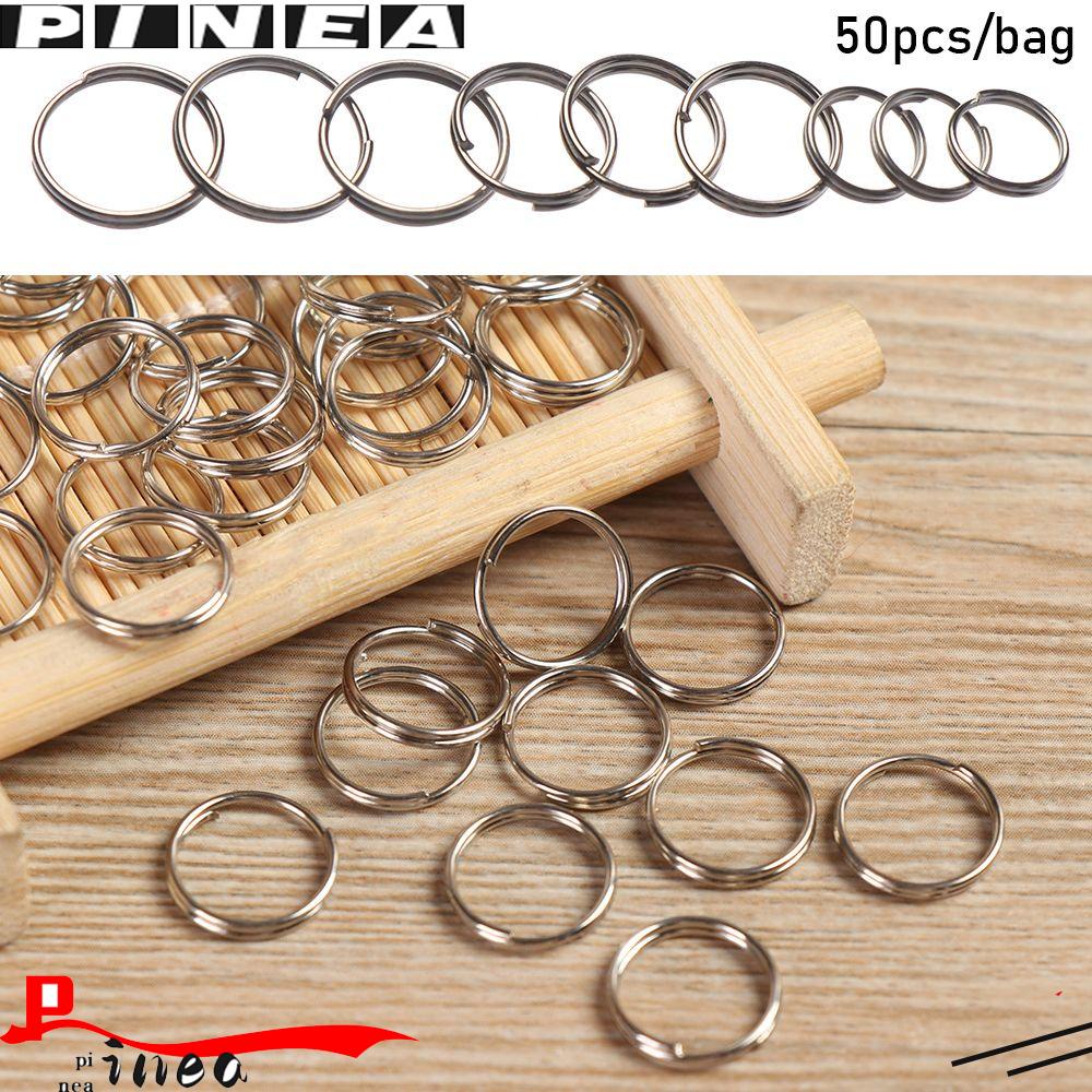 Nanas 50 Pcs Gantungan Kunci Cincin Stainless Steel Alloy Tag Sekrup Lock Outdoor Camping Keyring Lingkaran Loop