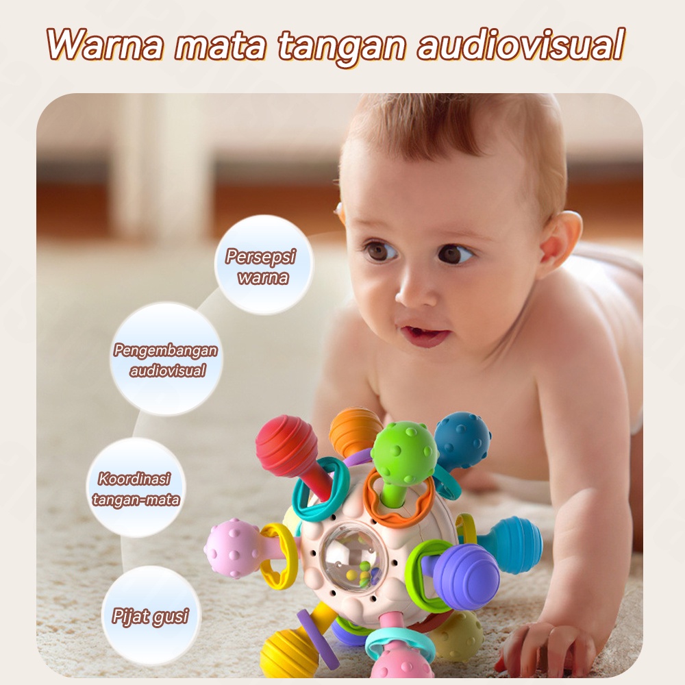 Halo Baby Gigitan Bayi Bola Manhattan teether bayi/Mainan Rattle Bayi Kerincingan Bayi silikon BPA free