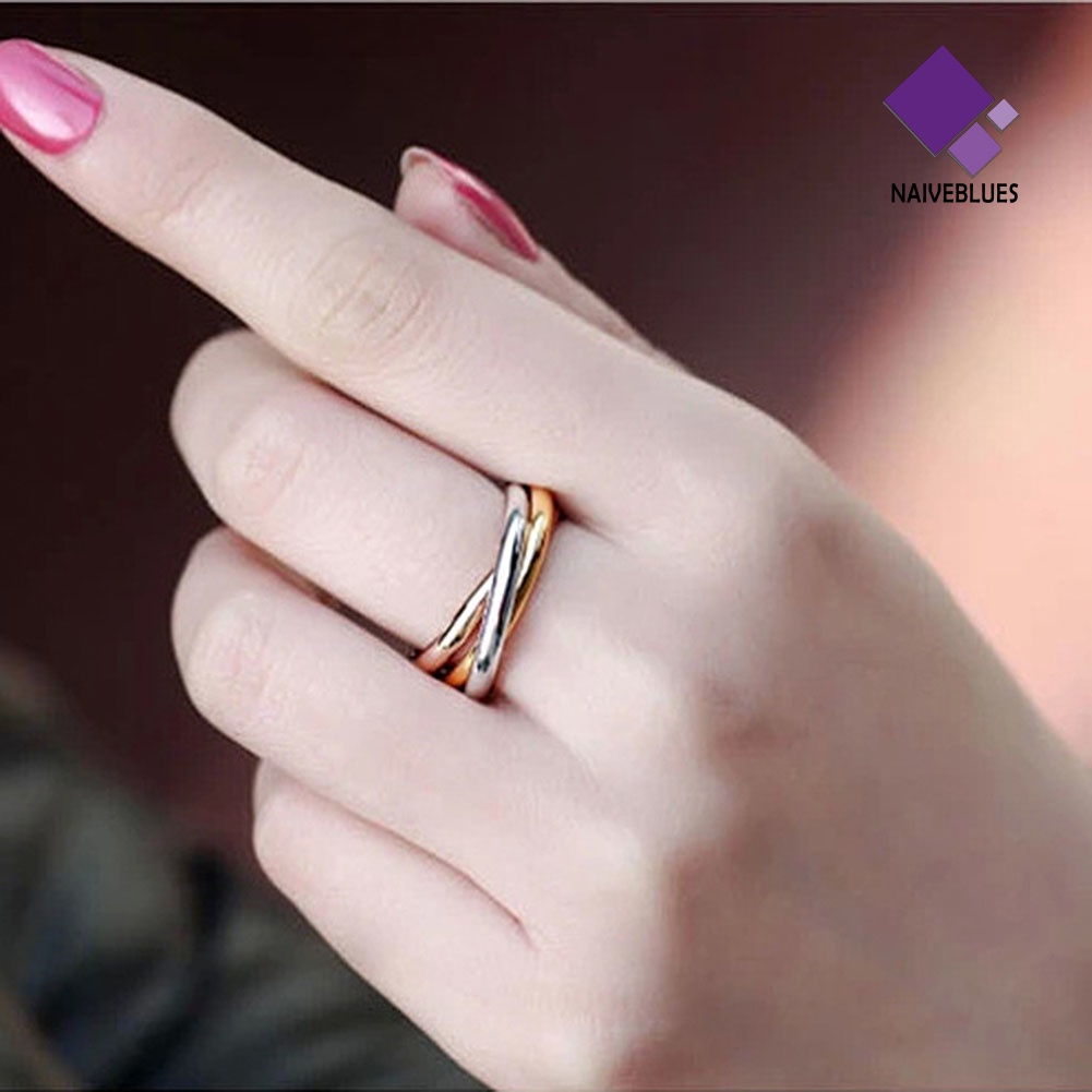 &lt; Naiveblues &gt; Pesta Wanita Minimalis Terkait Tiga Lingkaran Jari Cincin Perhiasan Hadiah