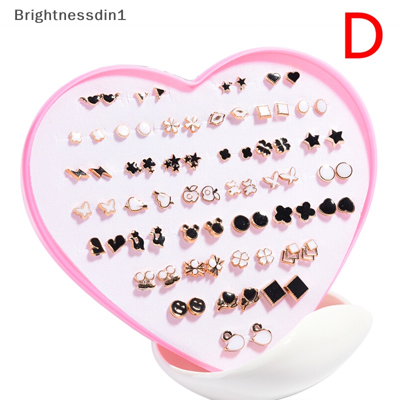 [Brightnessdin1] 36pasang Fashion Wanita Gadis Kristal Diamante Bunga Stud Anting Set Perhiasan Butik