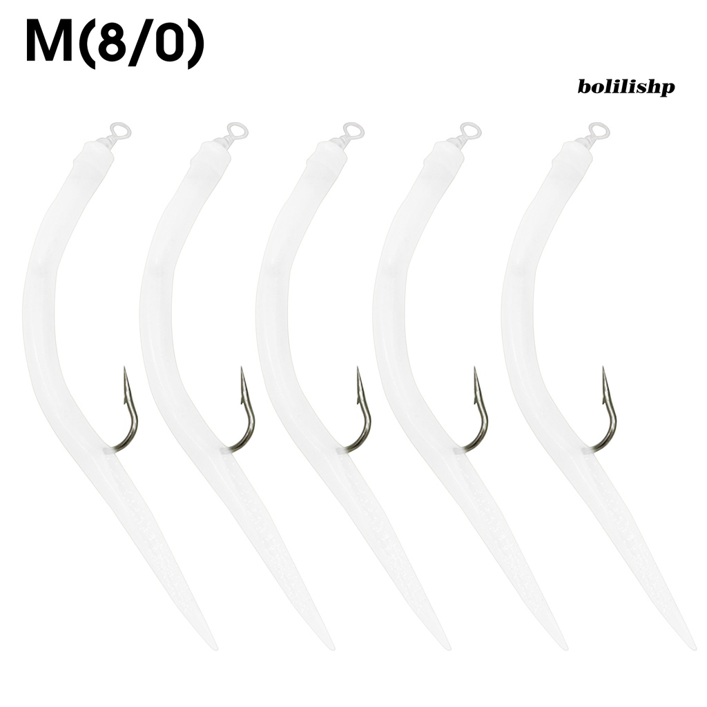 Bo-5pcs Tabung Belut Pancing Luminous Design Artificial Wobblers Metal Hook Belut Umpan Laut Memancing Palsu Lure Alat Pancing