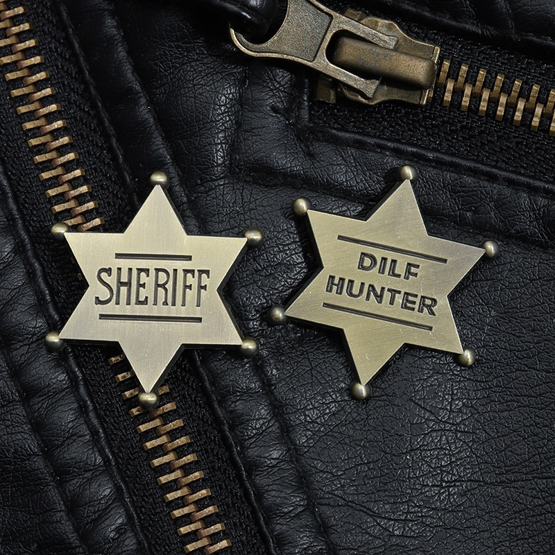 Dilf Hunter Sheriff Bintang Lencana Retro Bros Pin Hadiah Lucu Untuk Pecinta Ayah Koboi