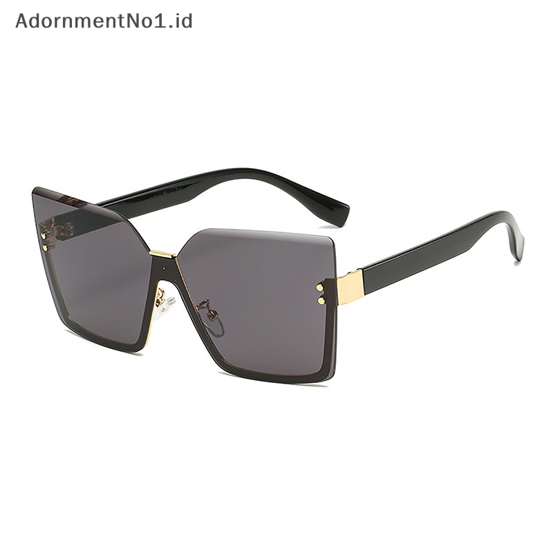 [AdornmentNo1] Fashion Square Rimless Frame Kacamata Hitam Wanita Klasik Outdoor UV400 Sunglasses [ID]