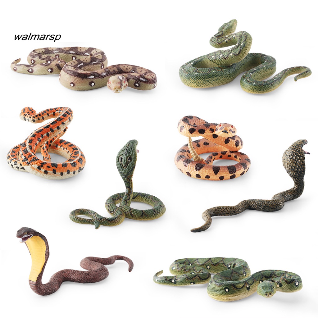 Lap Patung Ular Model Simulasi Berbagai Gaya Python Cobra Rattlesnake Model Solid Dekorasi PVC Reptil Amphibian Figurine Ornamen Mainan Edukasi