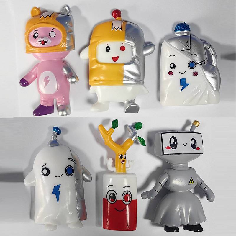 Terbaru 6 Pcs Lankybox Action Figure Mainan Cyborg Boxy Foxy Rocky Lankybot Milky Model Boneka topper Kue Mainan Koleksi