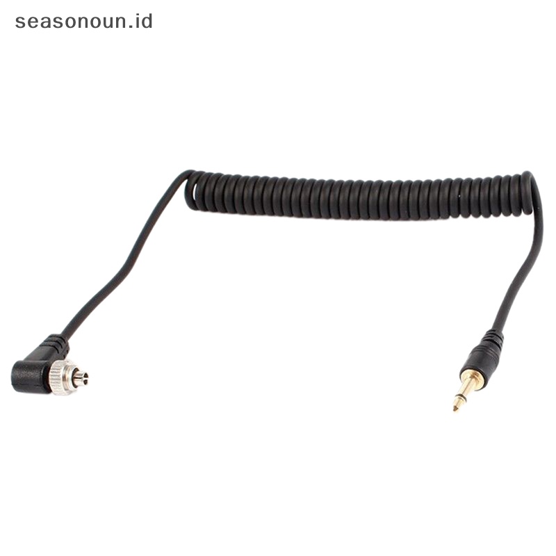 Seasonoun 3.5mm to Male PC Flash Sync Cable Screw Lock Untuk Trigger Lampu Studio.