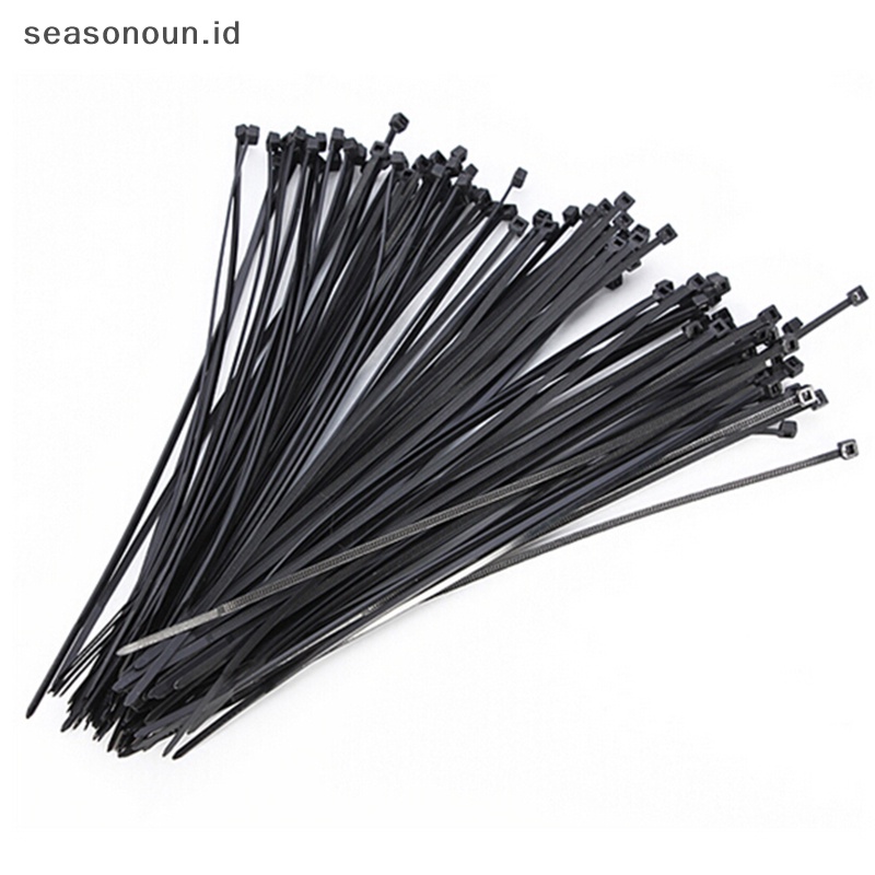 Seasonoun 100 Pcs 10 cm Nylon Plastik Zip Trim Bungkus Kabel Loop Ties Kawat Self-Locking Hitam.