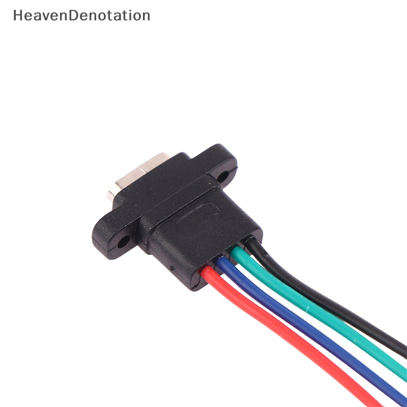 [HeavenDenotation] Konektor USB 3.1 Tipe-C 4Pin Kawat Las Female Soket Cewe Tahan Air Ring Karet Arus Tinggi Port Pengisian Cepat HDV