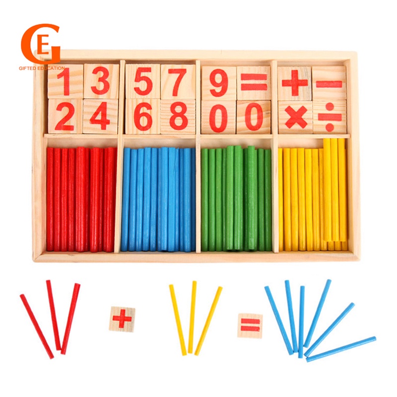 Tongkat Hitung Kayu Anak Belajar Matematika Mainan Angka Hitung Montessori Mathematics Mainan Edukasi Dini