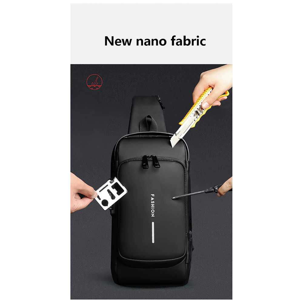 ROWE Tas Selempang Fashion Sling Bag Pria with USB Charger Slot &amp; Lock - 88039