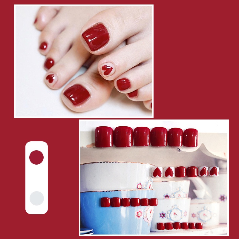 24pcs/set Toe Kuku Palsu Set Dengan Desain Dengan Stiker