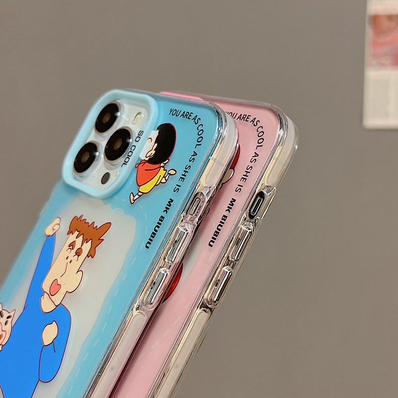 Happy Crayon Shin-chan Family Photo Skin Feel Soft Case HP iP iPhone 12 13 14 Pro Max 11 So Cool FTD Casing Apple