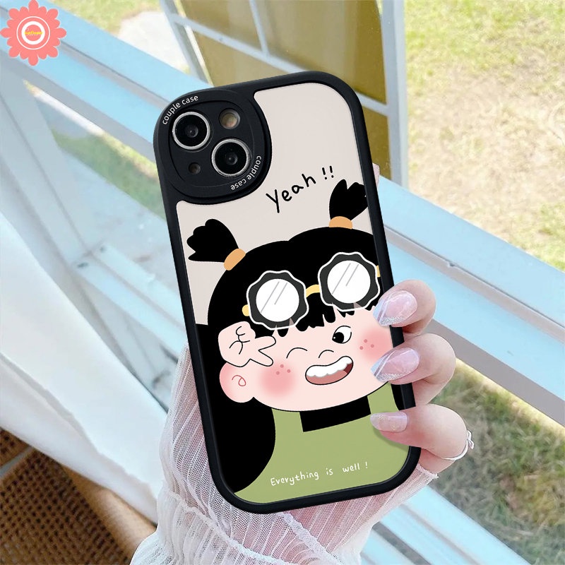 IPHONE Case Ponsel Pasangan Kartun Lucu Imut Cewek Cowok Kompatibel Untuk Iphone11 13 12 14 Pro Max 7Plus 8Plus XR X7 8 6 6s Plus XS Max SE 2020 Lembut Tpu Silicon Lovers Back Cover