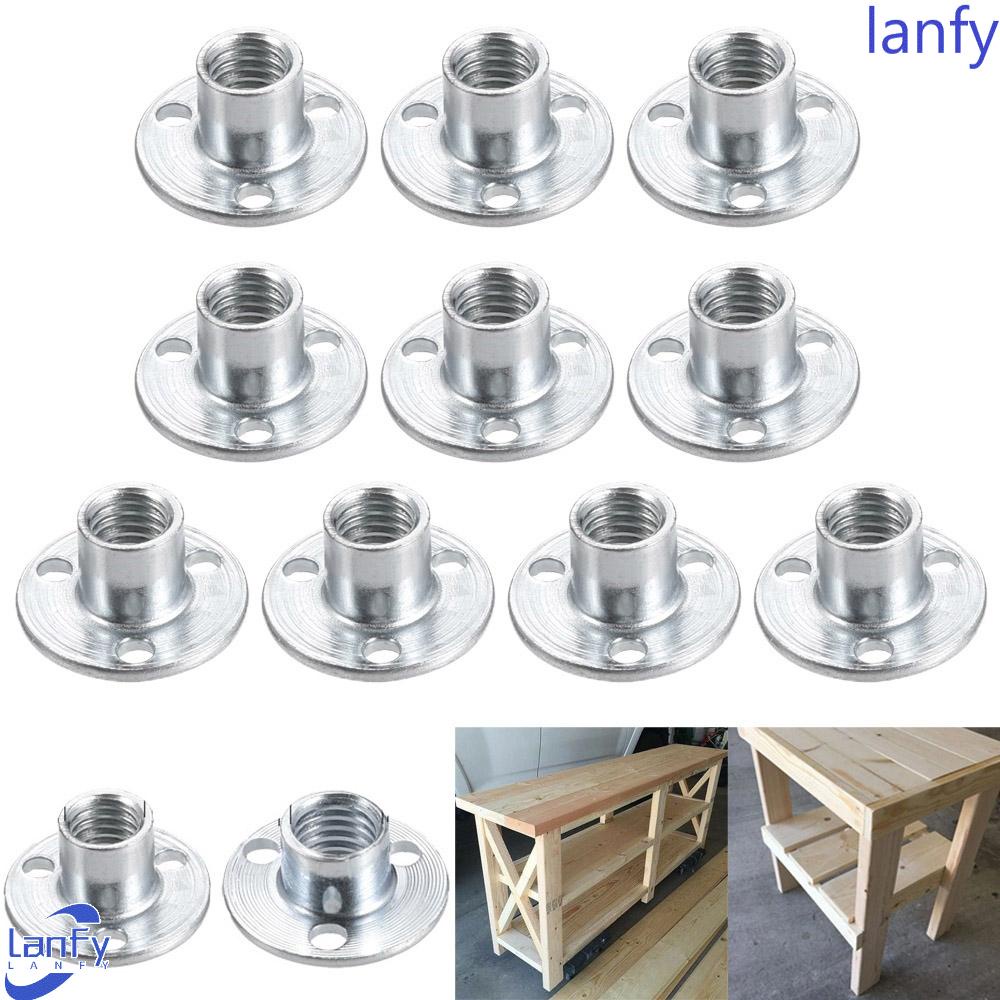 Lanfy T Nuts 10pcs Dengan Alas Bulat Untuk Peralatan Pertukangan Tee Nuts Splint Aksesori Furniture