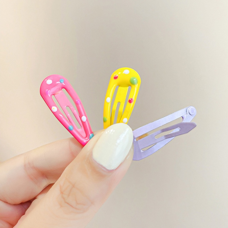 [Harga Grosir] Anak-Anak Korea Fashion Enamel Warna-Warni Jepit Rambut Gadis Manis Lucu Bentuk Drop Dots Snap Hairpin Anak Candy Color BB Jepitan Bayi Populer Aksesoris Rambut