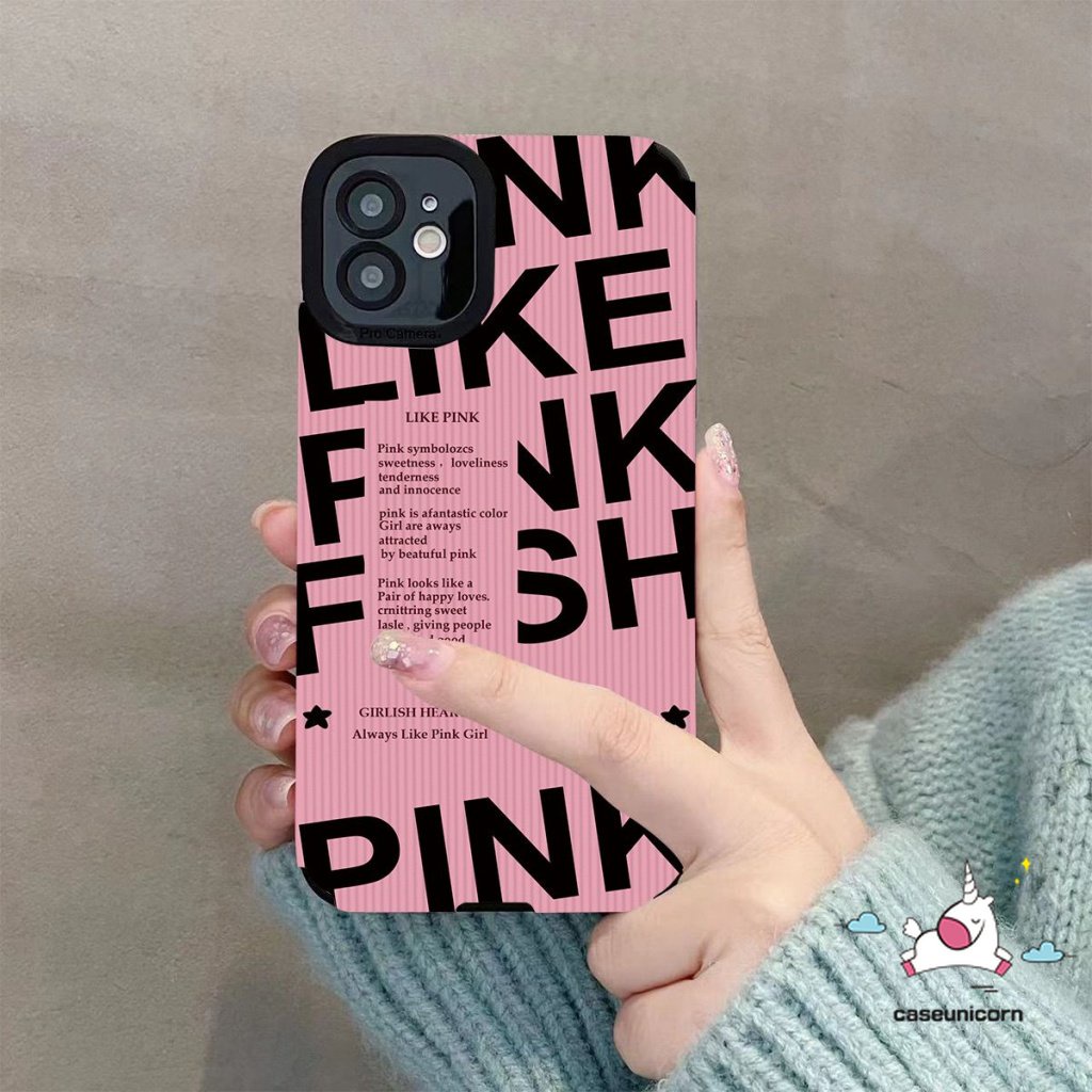 IPHONE Kompatibel Untuk Iphone14 11 13 12 Pro MAX XR X 7Plus 8Plus 7 8 Plus XS MAX Retro Trendy Fashion Huruf Inggris Silikon Lembut Pink Mewah Tekstur Kulit Back Case