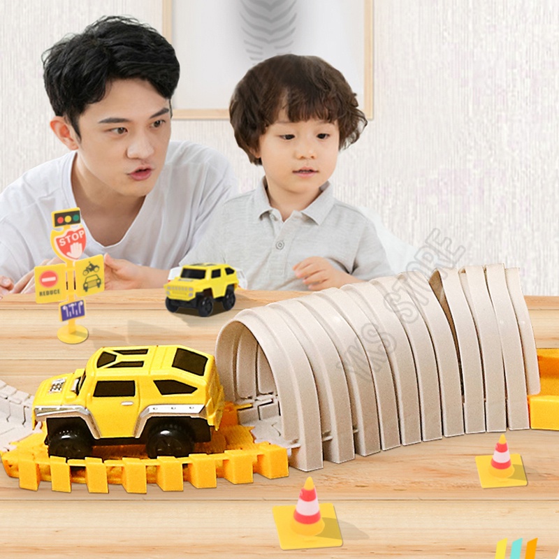 【Saham Indonesia】 Maianan Anak DIY Rel Truck Konstruksi CITY TRUCK Create A Road Mobil Edukasi Anak Rakitan Mainan Mobil Rel