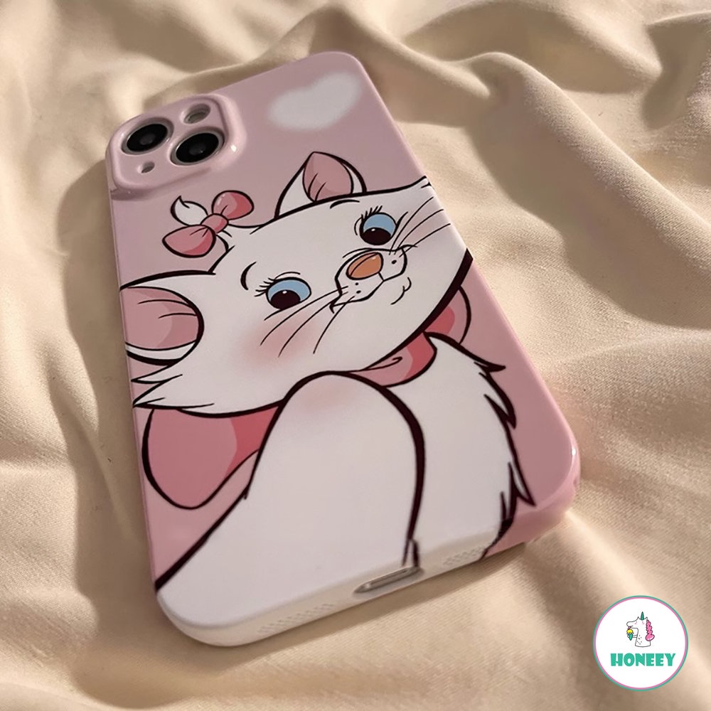 IPHONE Casing Apple Untuk Iphone14 13 12 11 Pro Max Kartun Pink Cute Mary Cat Untuk Iphone7 8 Plus XS XR Dengan Stiker Shockproof Feline Hard Cover