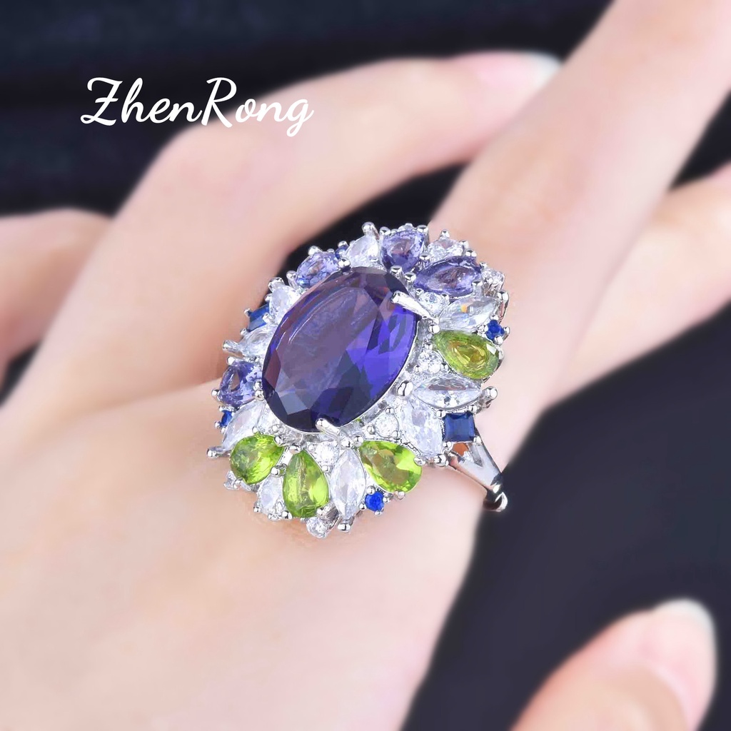 Goldkingdom Aksesoris Perhiasan Fashion Ready Stock Taman Mimpi Set Berlian Ungu Liontin Cincin Anting Zirkon Kalung