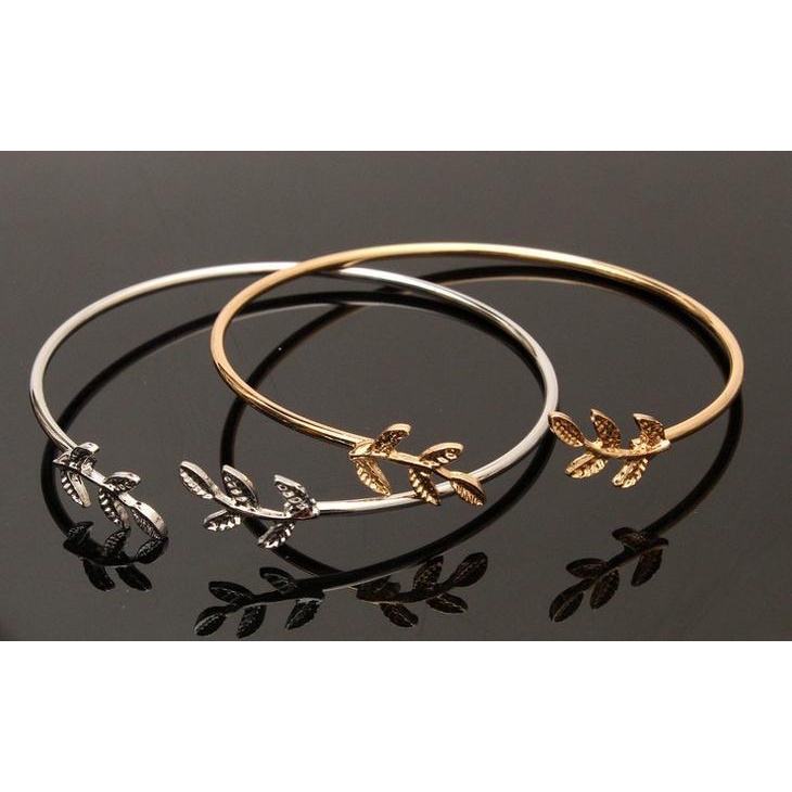 OSD COD  GELANG BANGLE DAUN TITANIUM ASLI AESTHETIC LUCU OOTD MODEL 2022 OVAL ANTI KARAT LUNTUR ANAK
