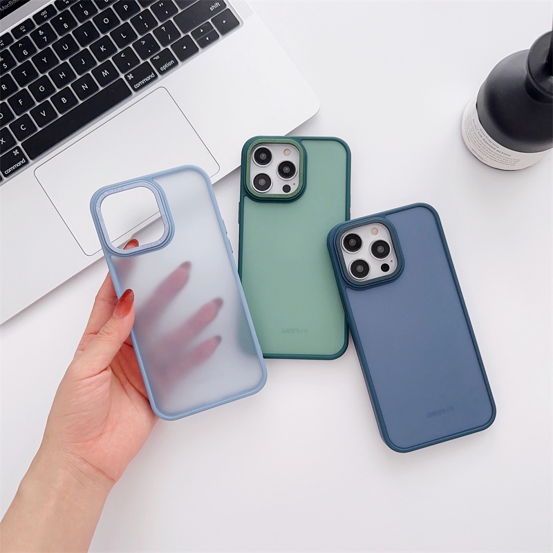 IPHONE Casing Ponsel Silikon Matte Tembus Cocok Untuk Iphone11 12 13 14 Pro Max14 PLUS XR X XS MAX Non-slip Casing Anti Jatuh Warna solid Sederhana Casing Ponsel