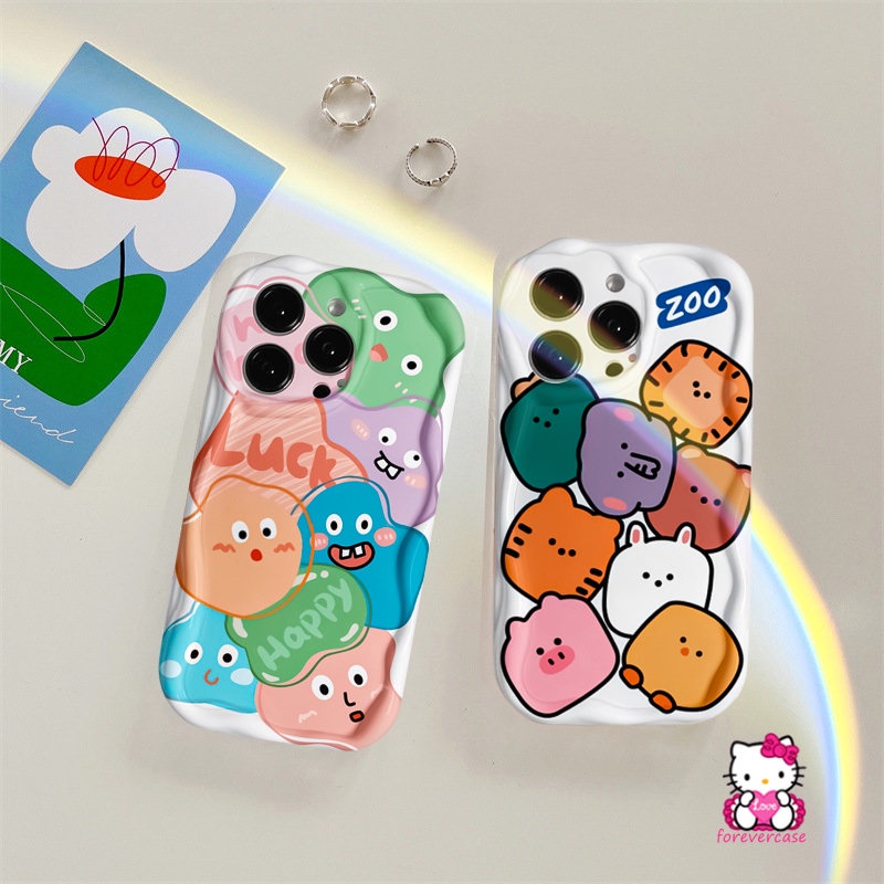 Casing Kartun Binatang Kecil Monster Lucu Untuk Redmi 9A 10C A1 9C Nfc9 10 A2 10A 9T Note10 10Pro 8 9 10 Pro Max Plus 11 11s 10s POCO M3 Couple Soft Tpu 3D Wavy Curved Edge Cover