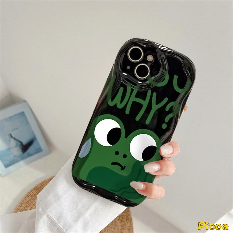 Couple Cute Little Monster Kartun Lucu Katak Case Kompatibel Untuk IPhone XR 78 Plus 11 12 13 14 Pro Max 6s 6x XS Max SE 2020 Baru 3D Bergelombang Melengkung Tepi Lembut Tpu Lovers Cover