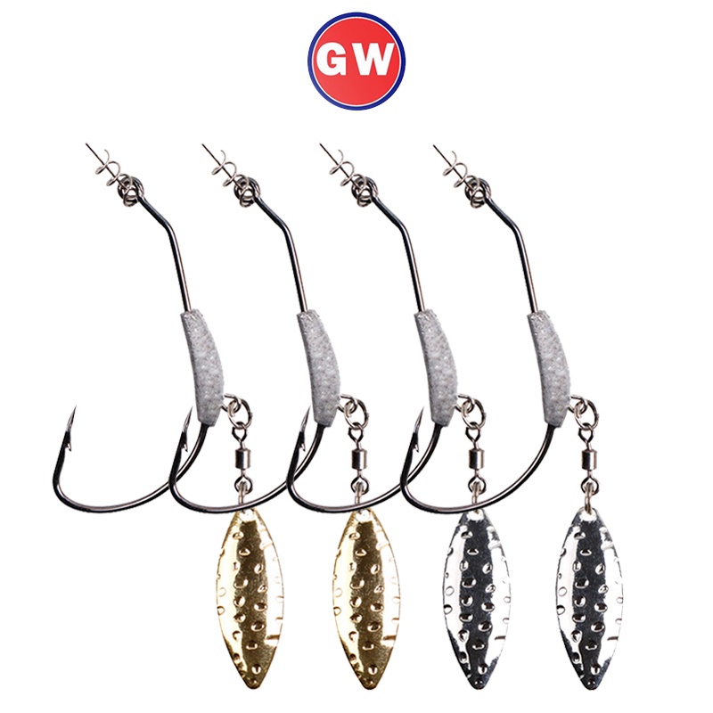 Swimbait Hooks 1Pcs Fish Hook Gold/Silver Weighted Blade Crank Hooks Dengan Twistlock 3.9g/5.6g/7.8g Kait Bass Kepala Timah Untuk Air Tawar