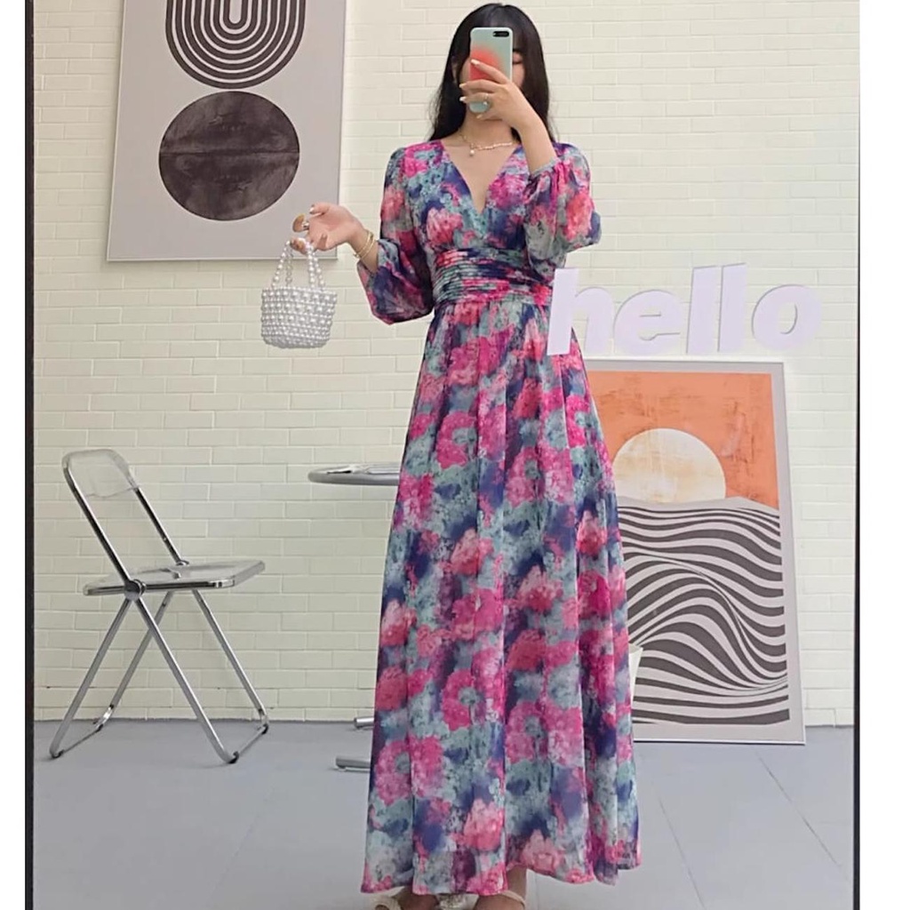 Maxi Dress Wanita ALLEIRA Floral Import