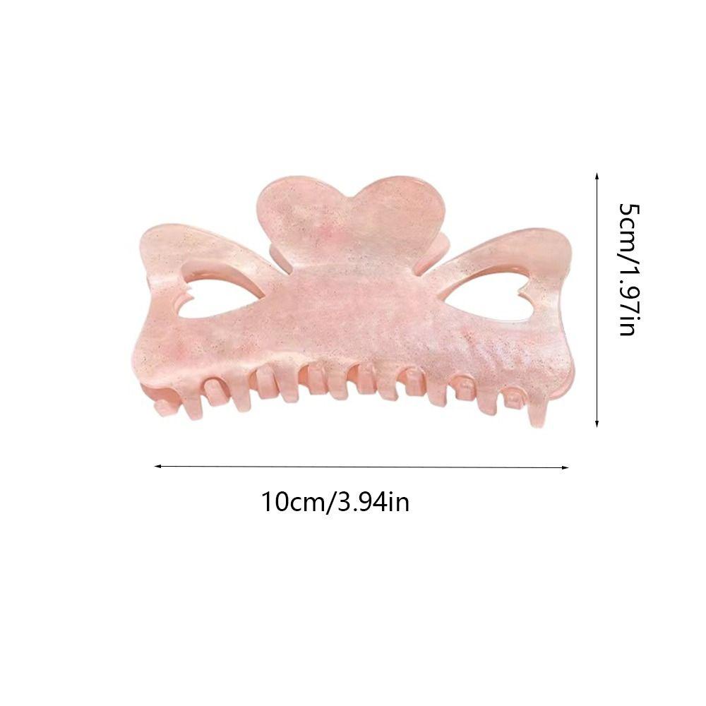 AUGUSTINA Love Heart Hair Claw Temperamen Geometris Kreatif Untuk Gadis Asam Asetat Hiu Klip Hiasan Kepala Besar Untuk Wanita Women Hair Clip