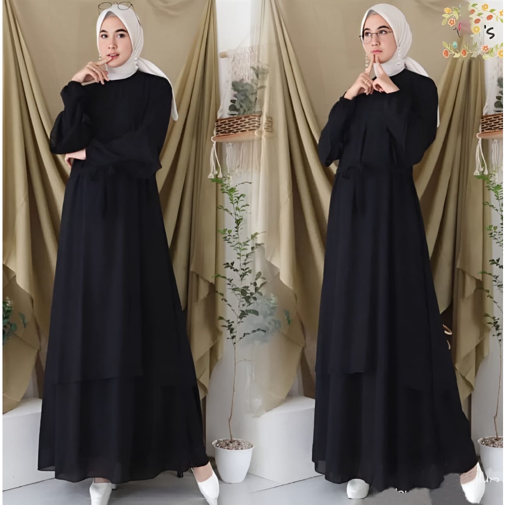 Malae Maxy l Dress Maxi Polos Basic Premium OOTD Kondangan Gamis Muslim Lebaran Fit To XL Besar