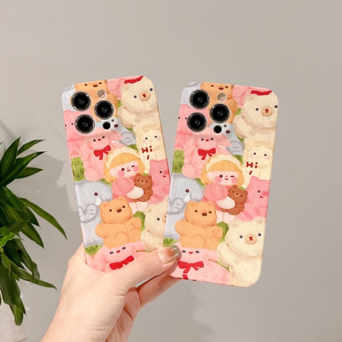 Cute Cartoon Little Bear Girl Ultra Soft Case IPhone 6S 7 8 Plus SE XR XS Max 11 12 13 14 Pro Max 12 MINI 13 MINI Liquid Silcione Case