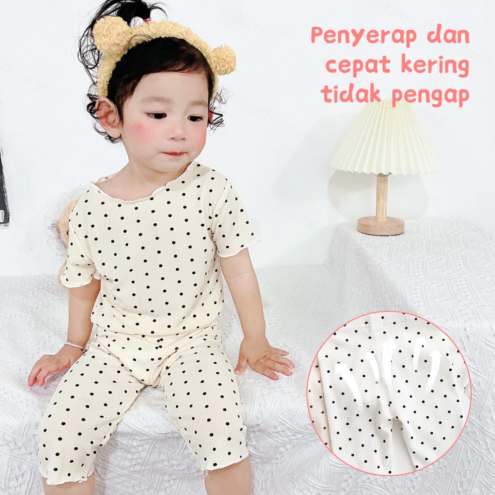 Lakhu Piyama Anak Perempuan Motif Polkadot Bayi Perempuan Baju Tidur Lucu Import