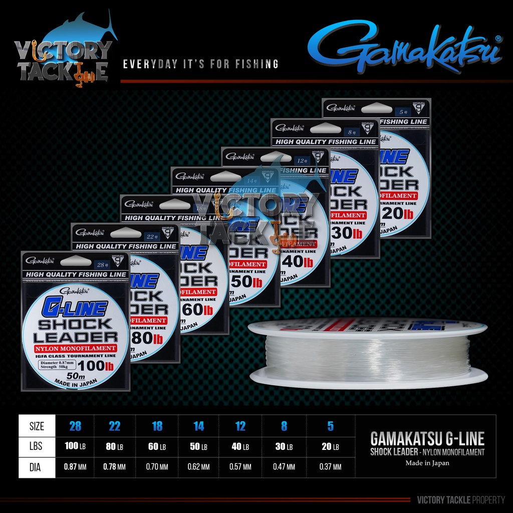 SENAR PANCING / GAMAKATSU G-LINE SHOCK LEADER NYLON MONOFILAMENT 50 M