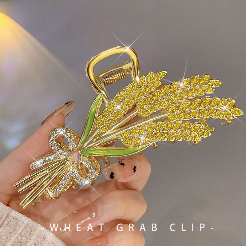 Alloy Shine Bling Yellow Wheat Hair Clip Hair Pin Untuk Wanita Perempuan Ekstensi Rambut Penjepit Aksesori Rambut