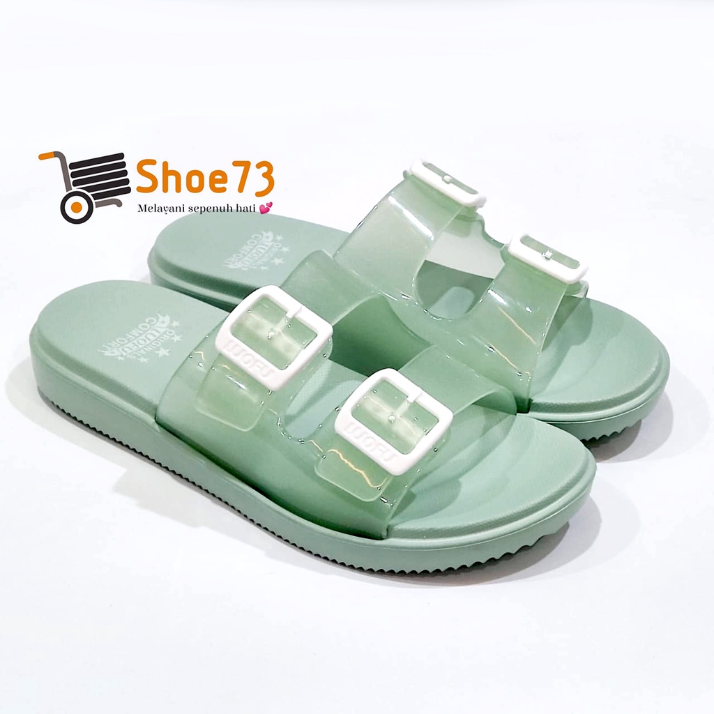 LUOFU E 7188 T-BW6C SIZE 36-40 ORIGINAL l Sandal Selop ban 2 jelly wanita l Sendal kokop cewek impor