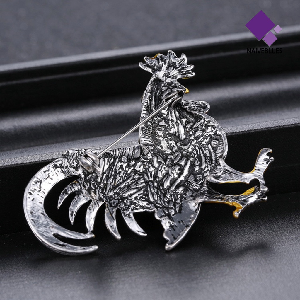 &lt; Naiveblues &gt; Bros Pin Ayam Jago Besar Berwarna Berlian Imitasi Vintage Lucu Kartun Lapel Bros Dekor