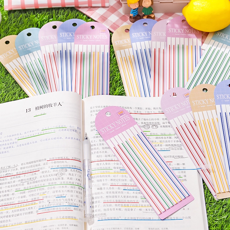 [Unggulan] 1pc Strip Panjang Index Note Super Tipis Warna-Warni Lengket Strip Transparan Index Tab Siswa Membaca Penanda Stiker Alat Tulis Sekolah Kantor Perlengkapan Sticky Notes