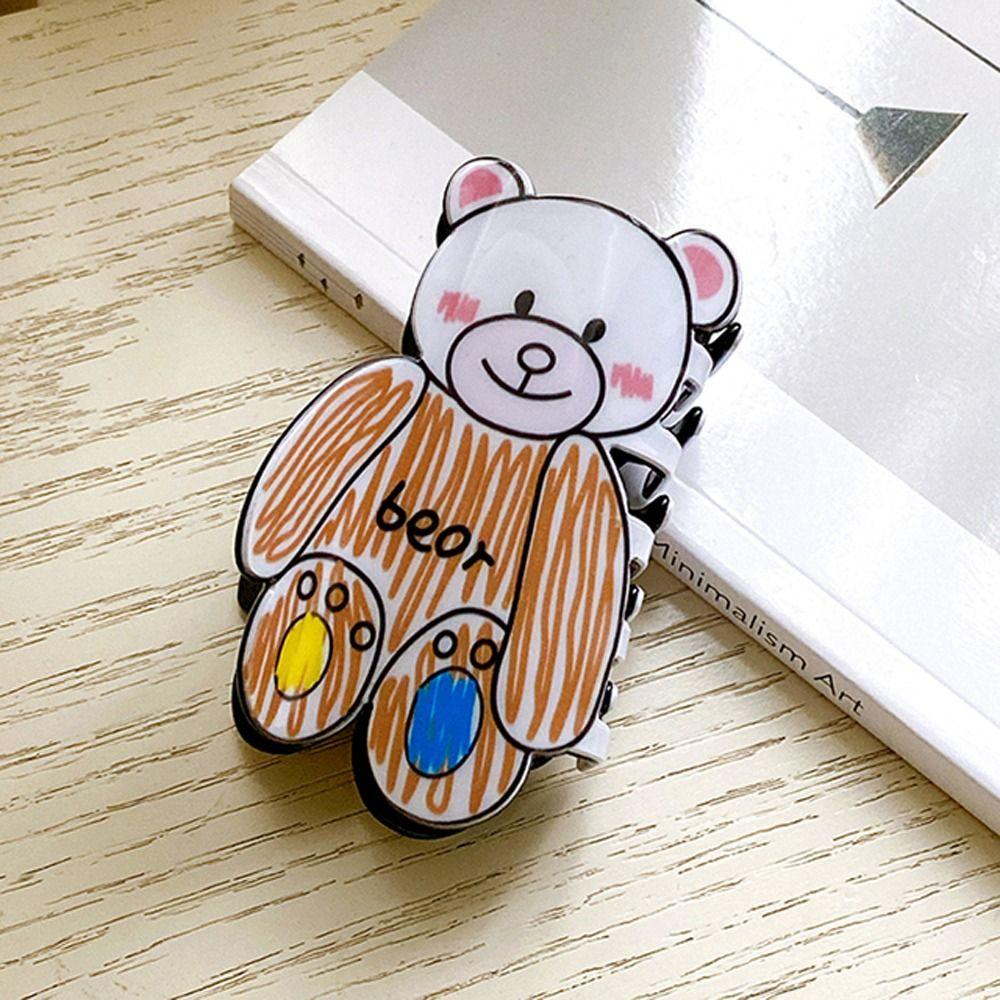 Needway  Bear Hair Claw Lucu Pesta Hewan Manis Gadis Hairgrip Elegan Ponytail Holder Ins Korea Hiu Klip