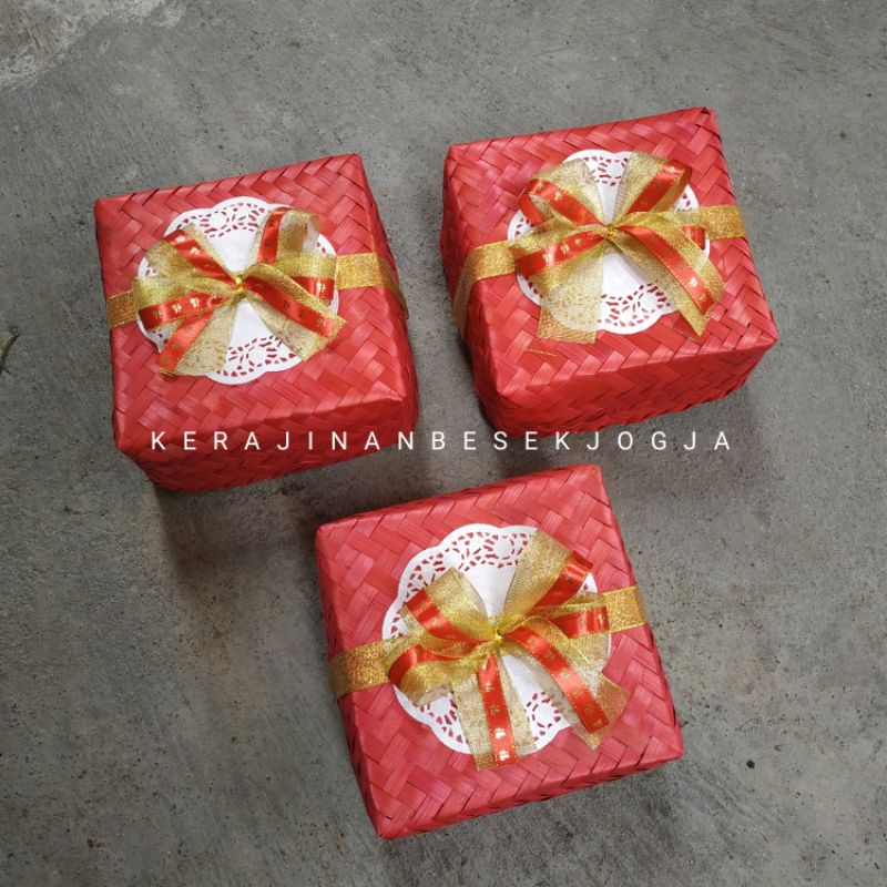 ( IMLEK ) SEPASANG BESEK WARNA FREE PITA IMLEK/ READY ANEKA UKURAN BESEK besek kotak besek nasi bese