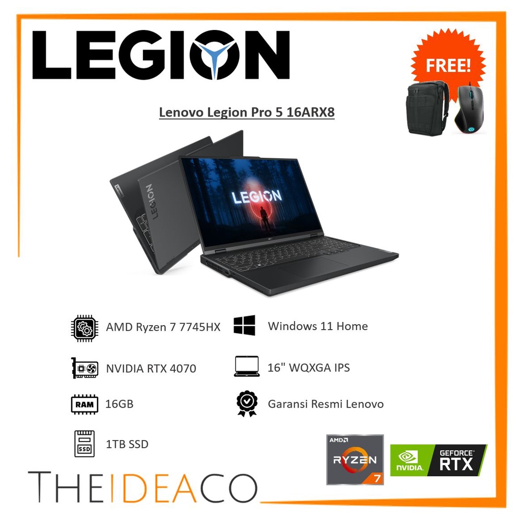 Lenovo Legion 5 Pro 16ARX8 82WM007AID Ryzen 7 7745HX RTX 4070 16GB 1TB
