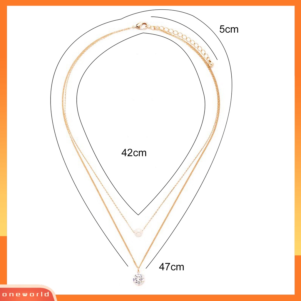 [ONE] Fashion Wanita Kalung Berlian Imitasi Mengkilap Mutiara Imitasi Double Layer Choker Rantai Kalung Perhiasan Untuk Hadiah