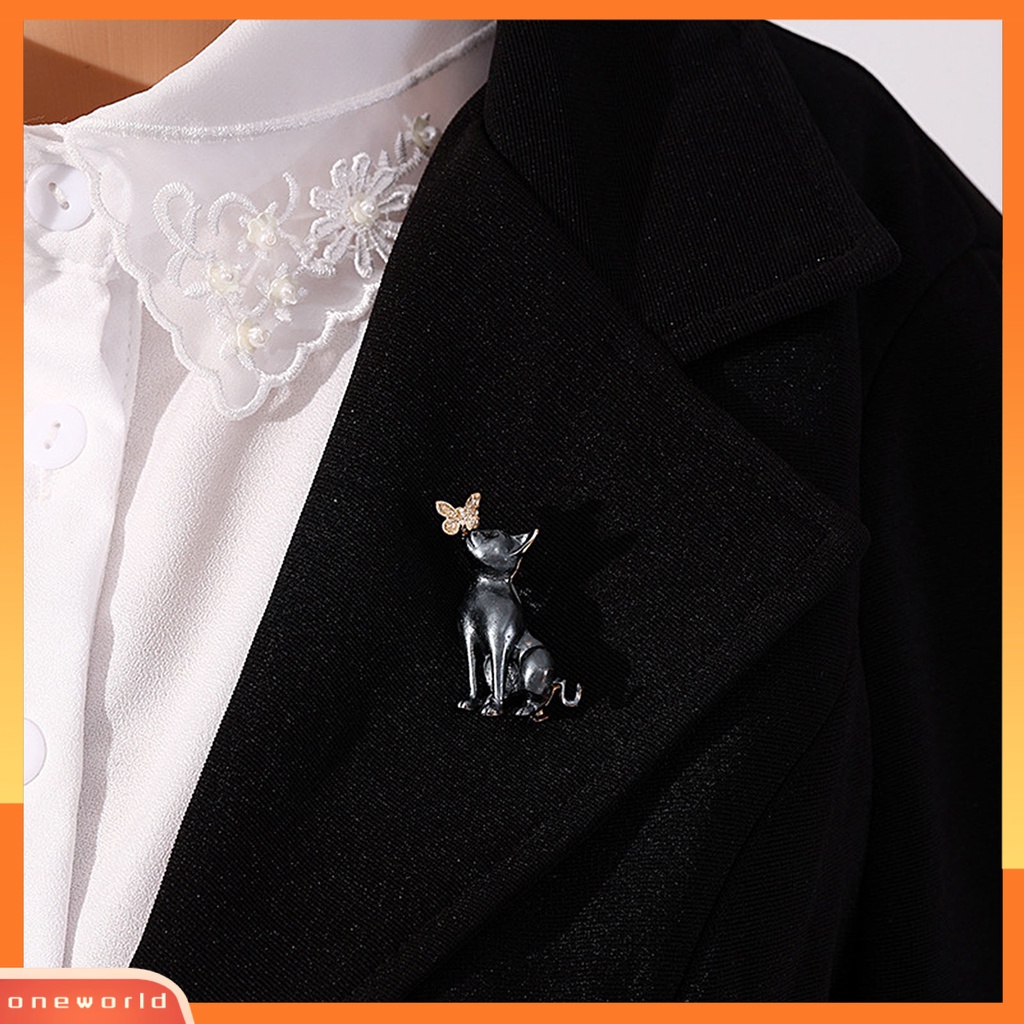 [ONE] Bros Pin Anjing Kupu-Kupu Indah Pria Wanita Kartun Tahan Lama Kerah Bros Pakaian Dekorasi