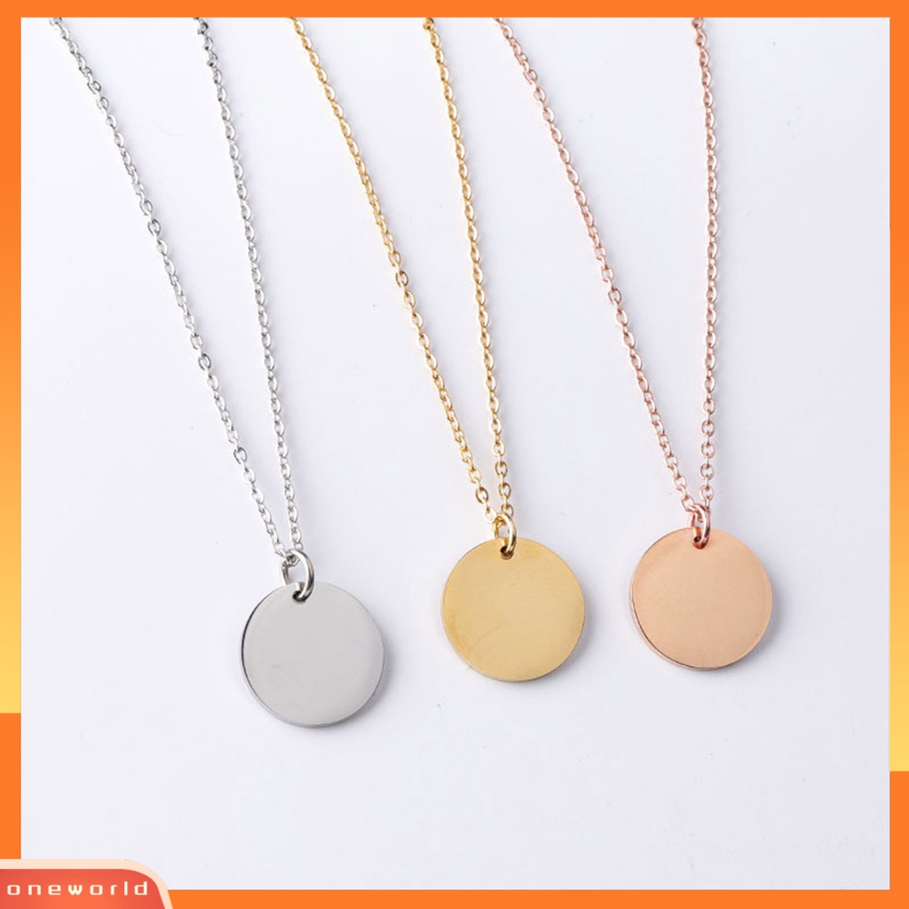 [ONE] Unisex Kalung Bulat Liontin Permukaan Halus Pria Wanita DIY Kilau Cerah Liontin Kalung Perhiasan Hadiah