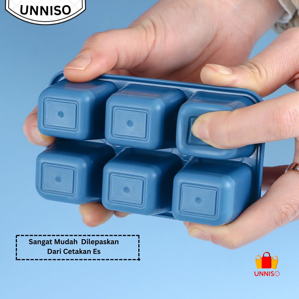 UNNISO - Cetakan Es Batu 6 Grid Silicone Grade