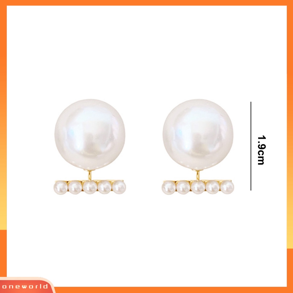 [ONE] 1pasang Ear Studs Gaya Perancis Elegan Dainty Hadiah Mulia Nonallergic High Gloss Faux Pearl Women Earrings Perhiasan Aksesoris