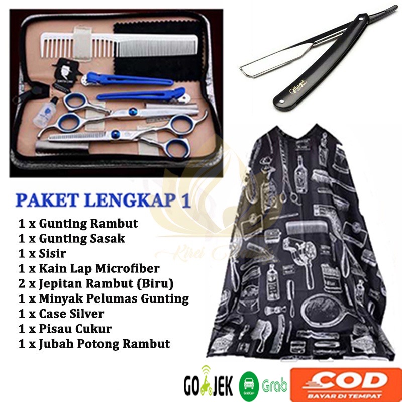 [COD] Paket Alat Cukur Rambut  Rambut Gunting Rambut Gunting Sasak Set Potong Rambut Lengkap Salon B