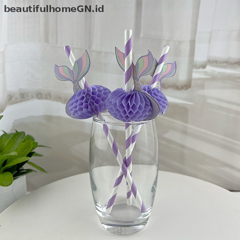 {Cantik} 10pcs Kreatif Mermaid Tail Honeycomb Straw Under the Sea Mermaid Party Decor~