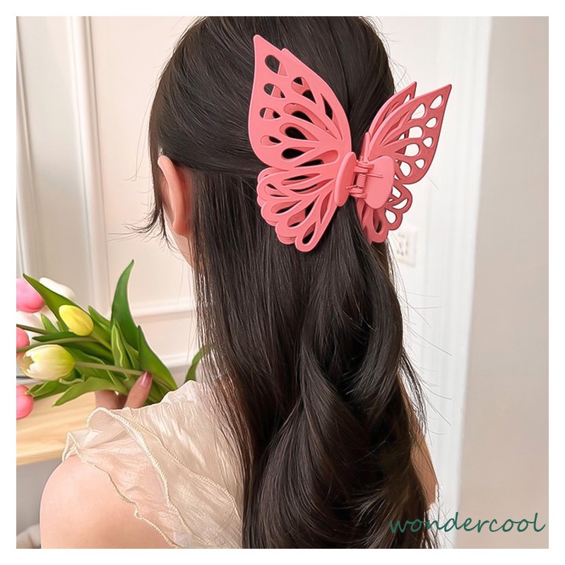 Jepit Rambut Kupu-kupu Buram Betina Klip Cakar Rambut Lapisan Ganda Berlubang Klip Rambut Serbaguna-Won